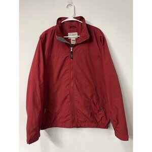Vtg LL Bean Men's Medium Red Fleece Lined Warm Up Jacket Bomber Athleisure